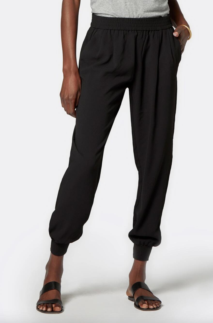 Joie Pants Womens Large Mariner Jogger Black Caviar Cropped Relaxed Crepe